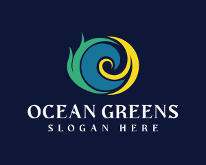 Seaweed - Beach Spiral Wave logo design