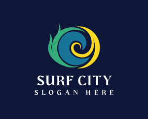 Beach Spiral Wave logo design