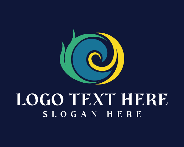 Ocean - Beach Spiral Wave logo design