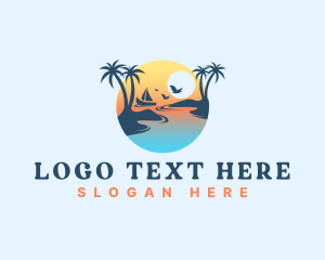 Palm Tree - Summer Vacation Island logo design