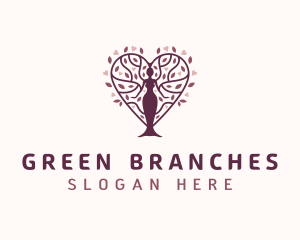 Branches - Nature Heart Woman logo design
