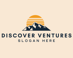 Explore - Sunset Mountain Exploration logo design