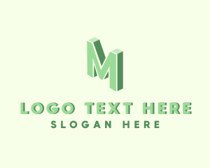 Construction - Isometric Letter M logo design
