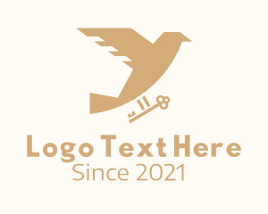 Feather - Flying Bird Key logo design