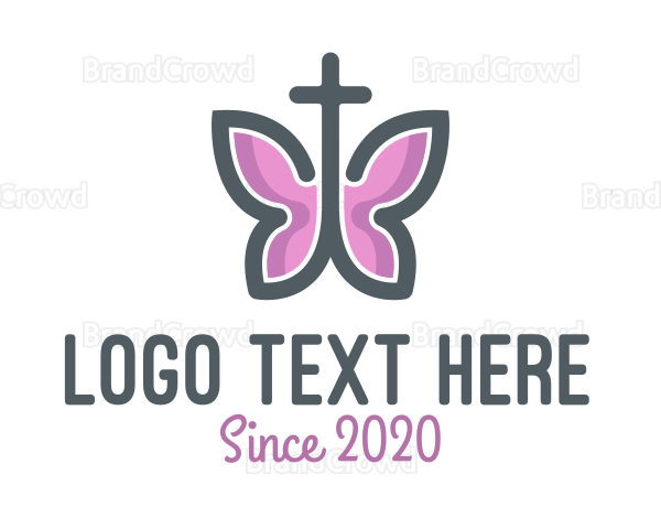 Holy Butterfly Cross Logo