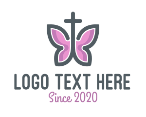 Blue God - Holy Butterfly Cross logo design