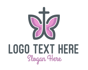 Holy Butterfly Cross Logo