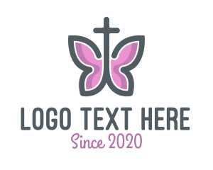 Cross - Holy Butterfly Cross logo design