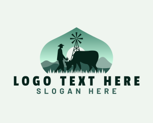 Person - Cow Livestock Farming logo design