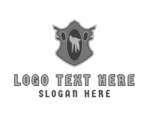 Shield - Medieval Wolf Howl logo design