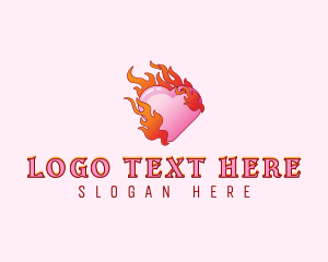 Flame - Flame Heart Beauty logo design