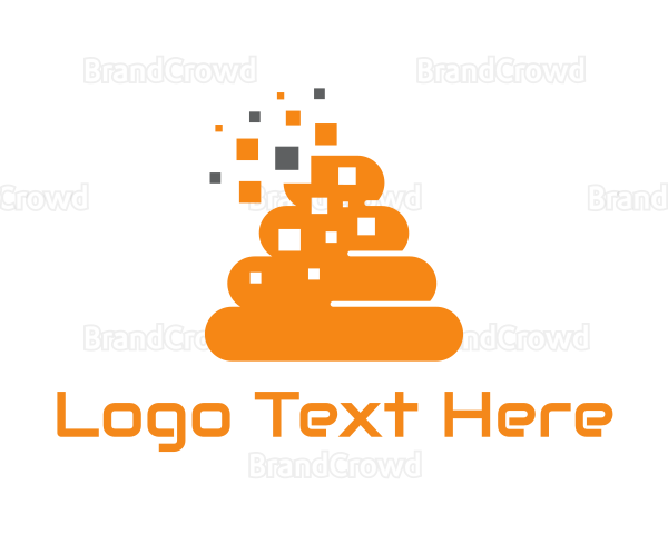 Orange Pixel Poop Logo