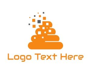 Cyber - Orange Pixel Poop logo design