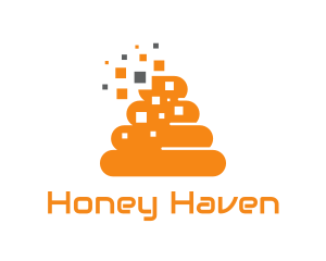 Beehive - Orange Pixel Poop logo design