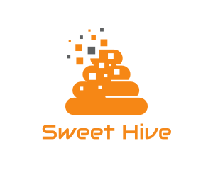 Orange Pixel Poop logo design