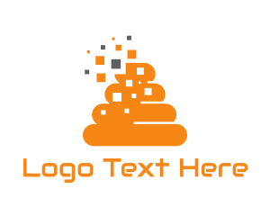 Pixel - Orange Pixel Poop logo design