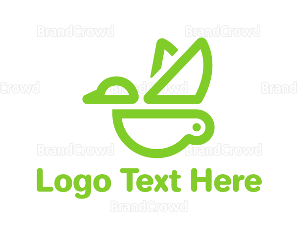 Green Cup Bird Logo