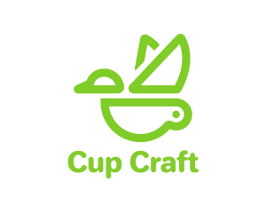 Cup - Green Cup Bird logo design