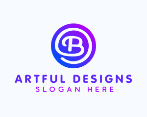 Casual Round Handwritten Letter B logo design