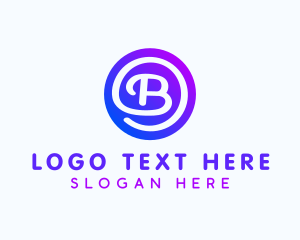 App - Casual Round Handwritten Letter B logo design
