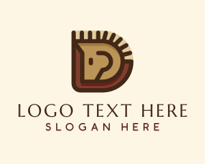 Horse - Wooden Horse Letter D logo design