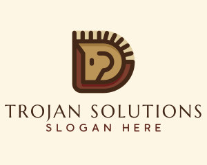 Trojan - Wooden Horse Letter D logo design