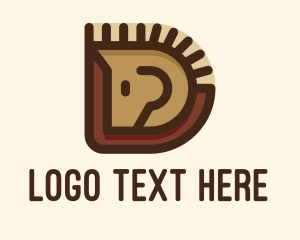 Trojan - Wooden Horse Letter D logo design
