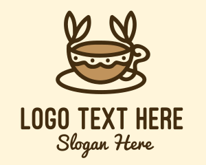 White And Brown - Coffee Leaf Cup logo design