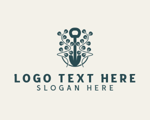 Vines - Leaf Landscaping Shovel logo design