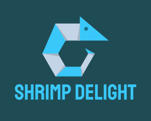 Shrimp - Blue Shrimp Origami logo design