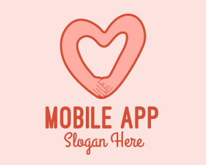 Dating App - Heart Couple Hands logo design