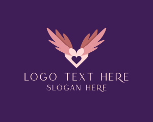 Marriage - Romantic Heart Wings logo design