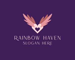 Queer - Romantic Heart Wings logo design