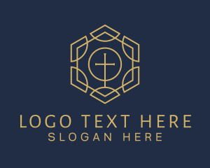 Religious - Gold Cross Preaching logo design