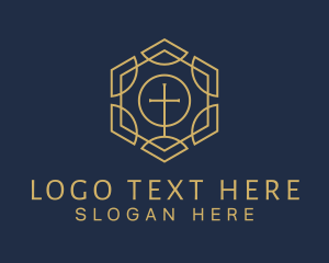 Religion - Gold Cross Preaching logo design