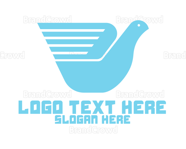 Blue Messenger Bird Wing Logo
