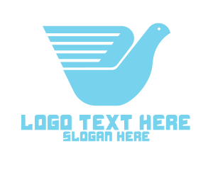 Cute Bird - Blue Messenger Bird Wing logo design