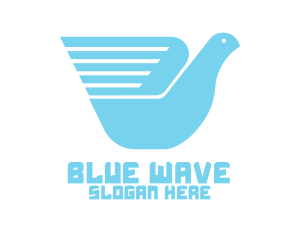 Blue Messenger Bird Wing logo design