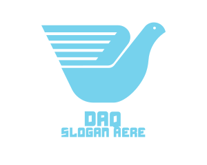 Blue Swan - Blue Messenger Bird Wing logo design