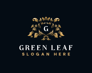 Leaf Crown Shield logo design