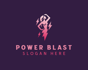 Lightning Power Woman logo design