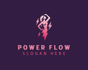 Lightning Power Woman logo design