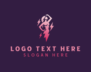Human - Lightning Power Woman logo design