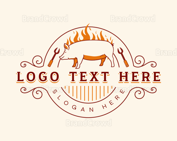 Grill Barbecue Pig Logo