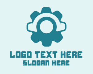 Workshop - Mechanical Cog Headphones logo design