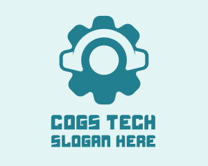 Mechanical Cog Headphones logo design