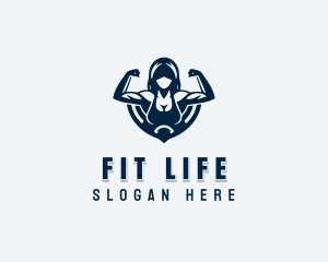 Strong Fitness Woman logo design