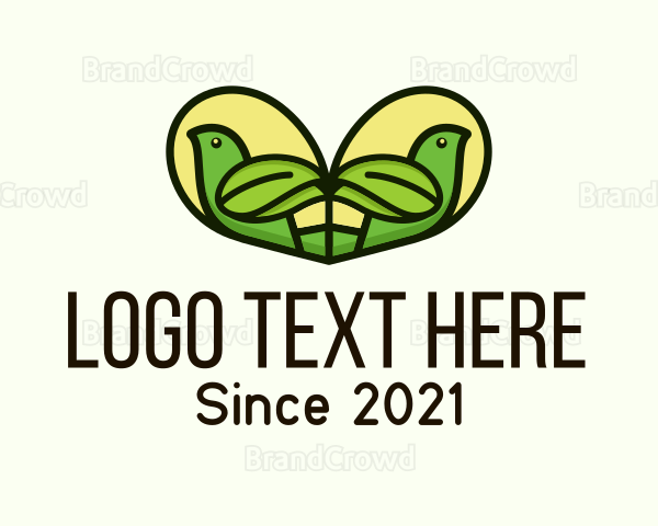 Heart Leaf Bird Logo