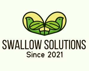 Swallow - Heart Leaf Bird logo design