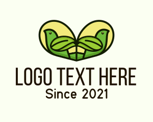 Symmetrical - Heart Leaf Bird logo design